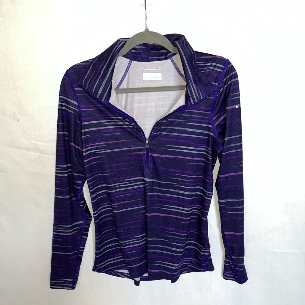 Columbia Purple Striped Quarter Zip Pullover